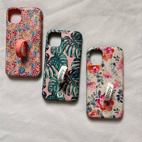 A set of 3 iPhone 11 Loopy Floral and Monstera Leaf Phone Cases - Picture 1 of 9